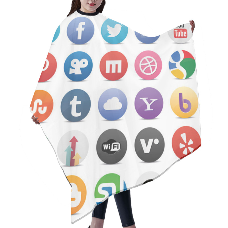 Personality  Social Icons Set Hair Cutting Cape