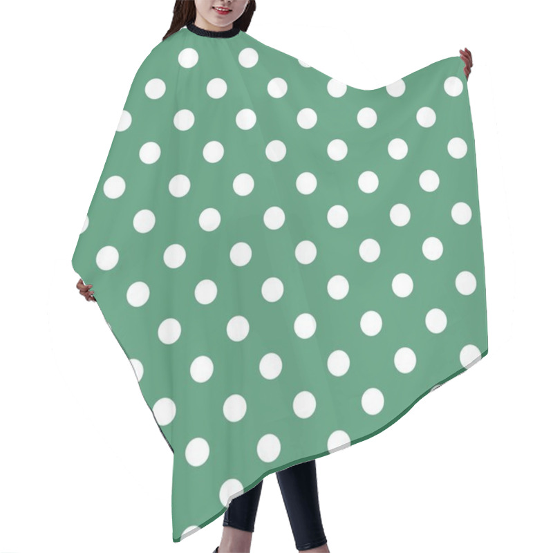 Personality  Retro Seamless Vector Texture Or Pattern With White Polka Dots On Bottle Green Background Hair Cutting Cape