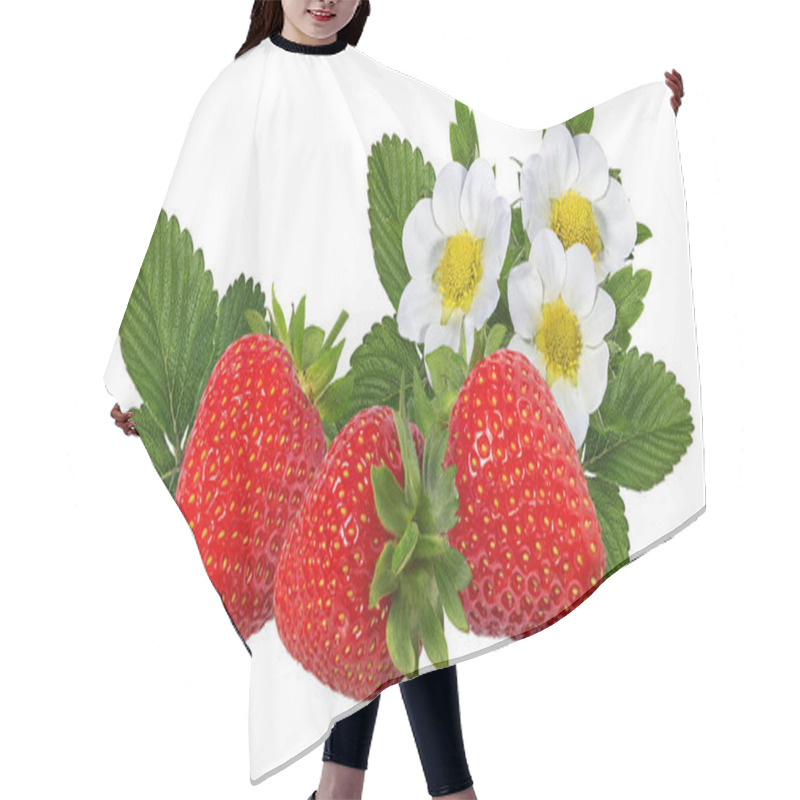 Personality  Strawberry With Flower Isolated On White Background Hair Cutting Cape