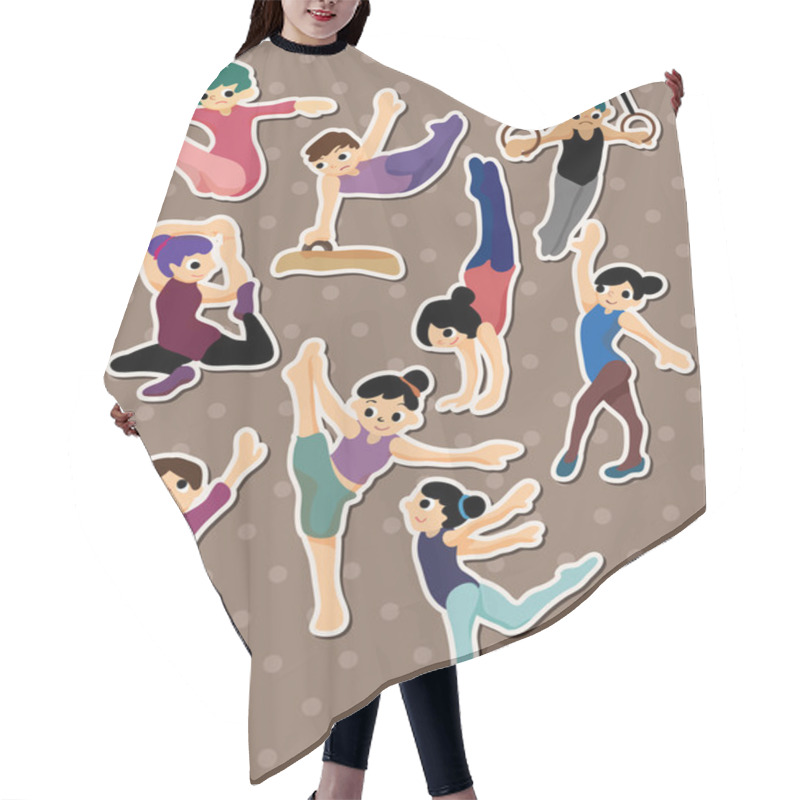 Personality  Cartoon Gymnastic Stickers Hair Cutting Cape