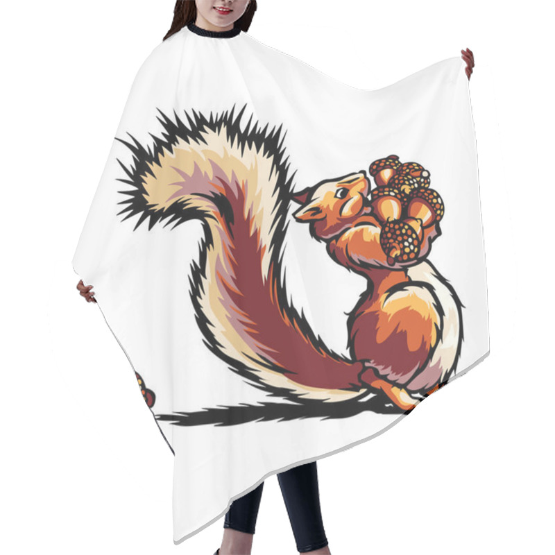 Personality  Squirrel Carrying Nuts Hair Cutting Cape