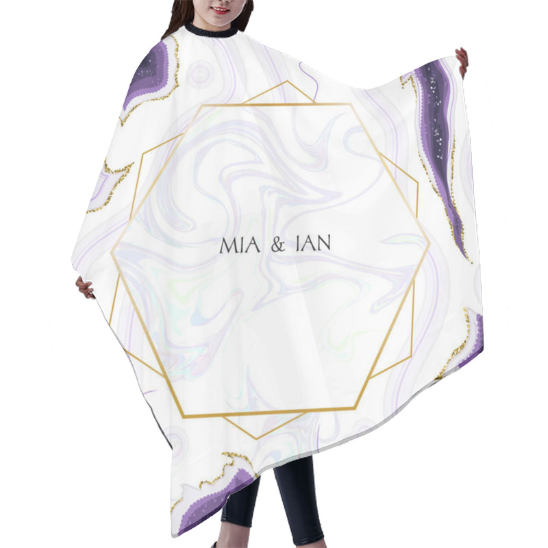 Personality  Stylish Ultraviolet Texture Card.Gold Border.Sparkling Gems. Hair Cutting Cape