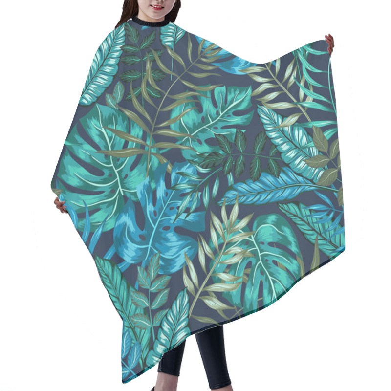 Personality  Seamless Vector Graphical Artistic Tropical Nature Jungle Pattern Hair Cutting Cape