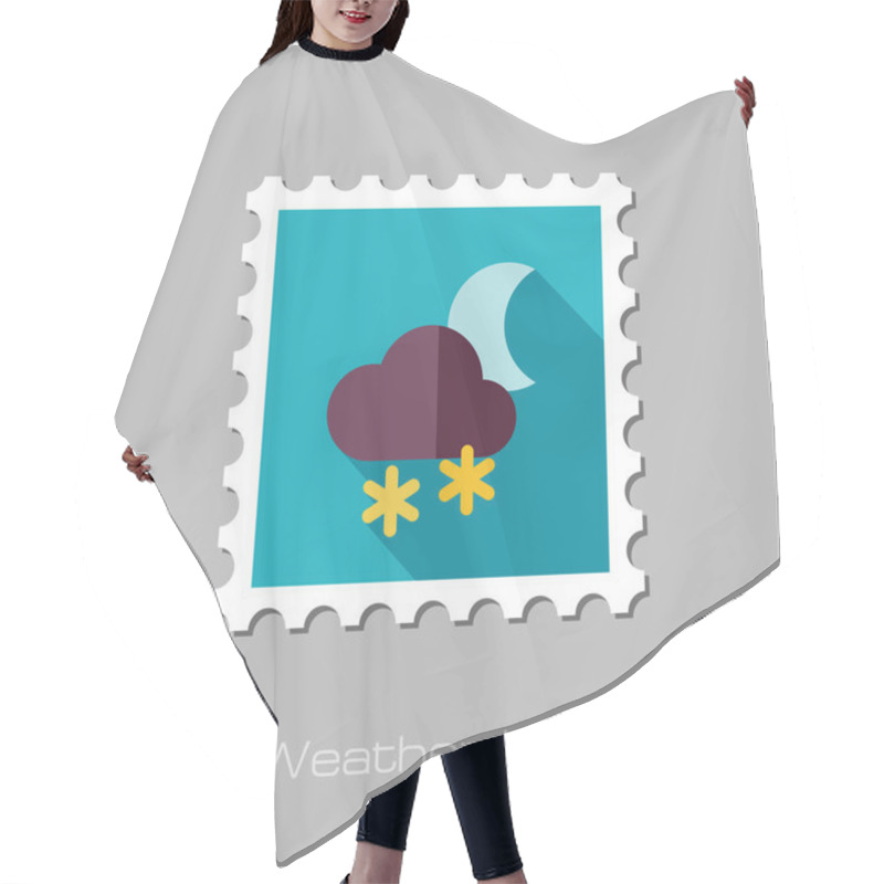 Personality  Cloud Snow Moon Flat Stamp. Meteorology. Weather  Hair Cutting Cape