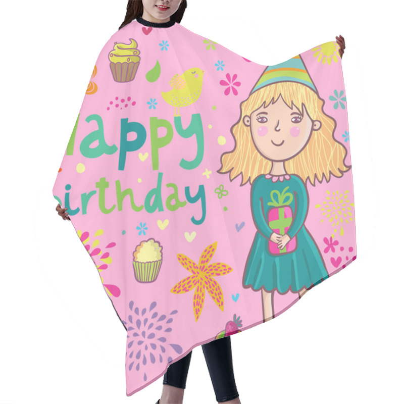 Personality  Girls Birthday - Cartoon Vector Background Hair Cutting Cape