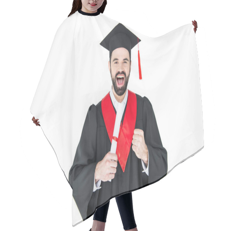 Personality  Student Holding Diploma  Hair Cutting Cape