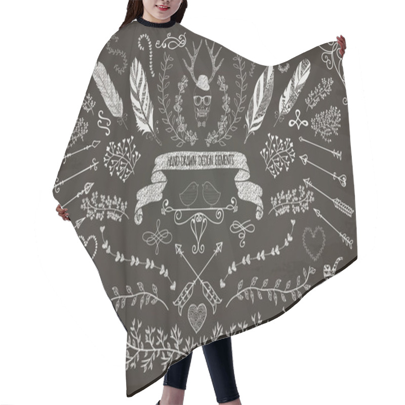 Personality  Hand-Drawn Floral Design Elements Hair Cutting Cape