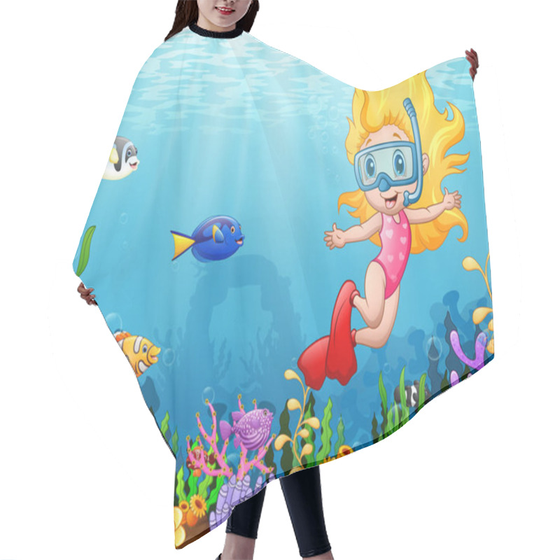 Personality  Little Girl Diving In The Sea Hair Cutting Cape