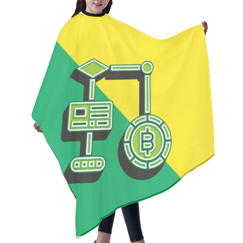 Personality  Algorithm Green And Yellow Modern 3d Vector Icon Logo Hair Cutting Cape