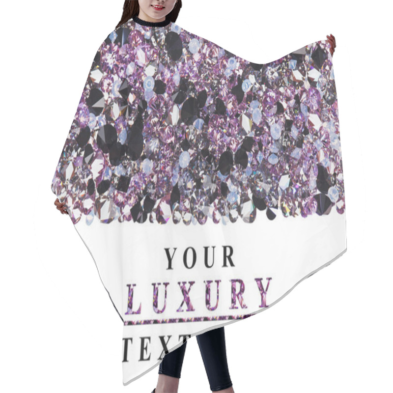 Personality  Purple Diamond Jewel Stones Luxury Background With Copy Space On Hair Cutting Cape