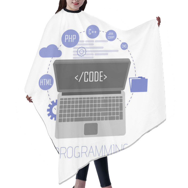 Personality  Programming And Coding, Website Development, Web Design. Flat Vector Illustration Hair Cutting Cape