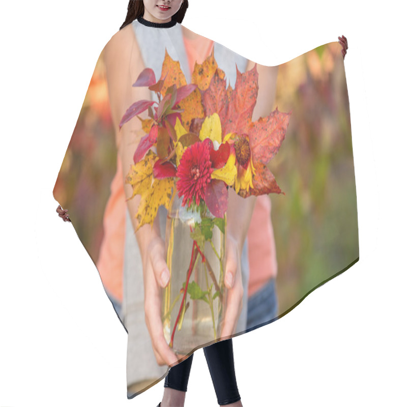 Personality  Autumn Bouquet In Glass Jar Hair Cutting Cape