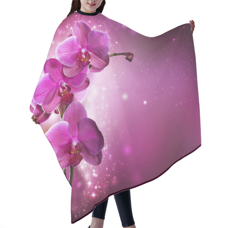 Personality  Orchid Flower Border Design Hair Cutting Cape