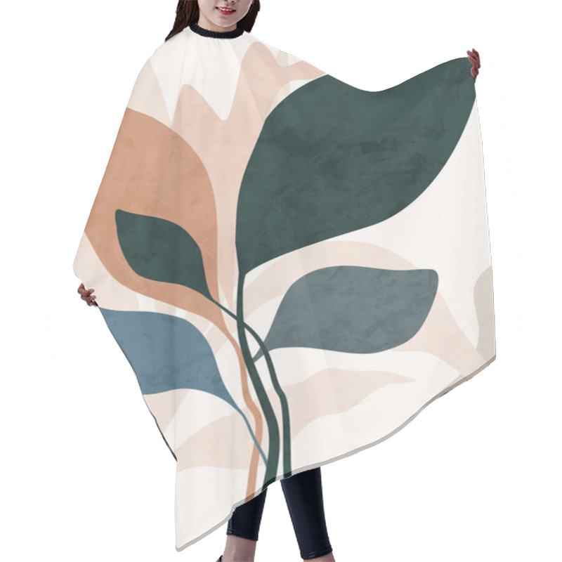 Personality  Organic Geometric Abstract Art, Texture, Geometric Shapes, Beige, Brown, Yellow, Black, Green, Green, Nature, Botanical, Flowers, Leaves, Landscape Hair Cutting Cape