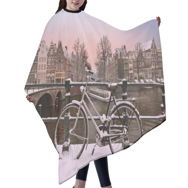 Personality  Sunset In Snowy Amsterdam In The Netherlands In Winter Hair Cutting Cape