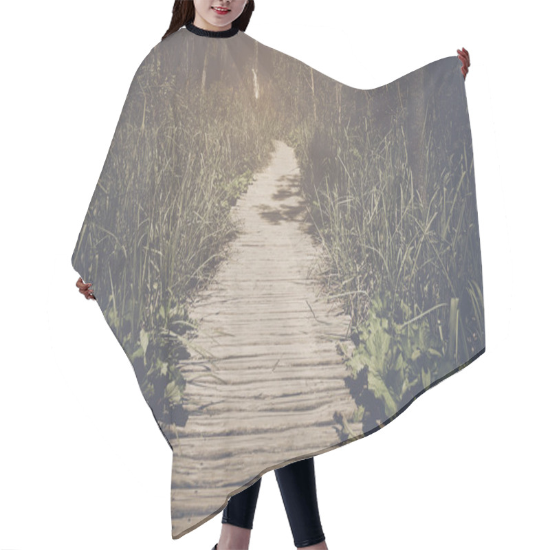 Personality  Hiking Trail With Sunlight Hair Cutting Cape