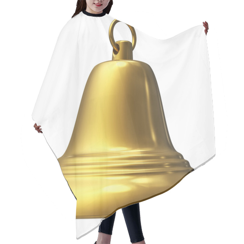 Personality  Golden Christmas Bell Isolated On White Hair Cutting Cape