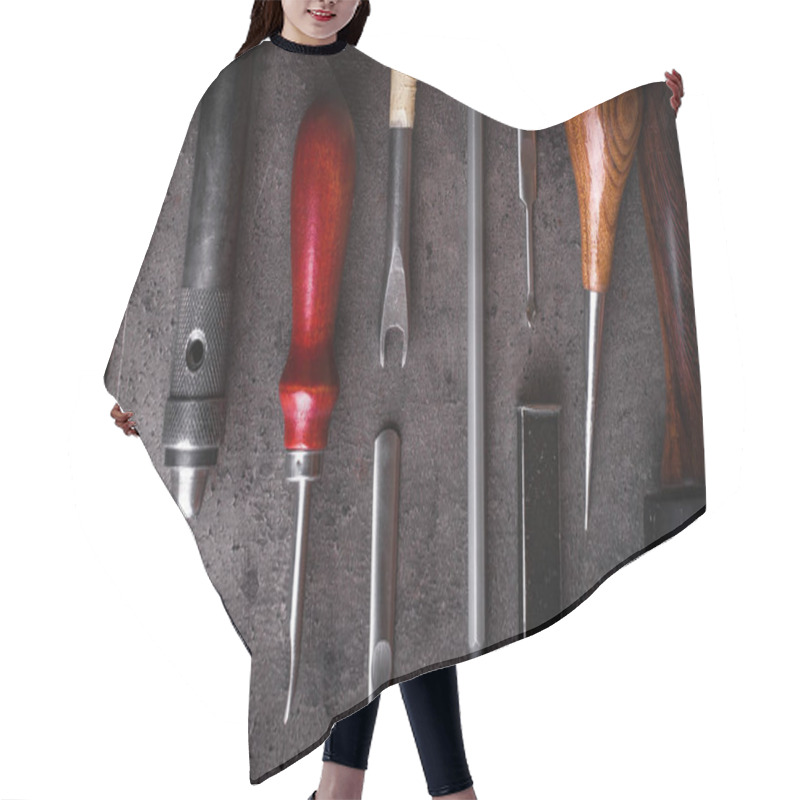 Personality  Top View Of Crafting Tools Equipments Hair Cutting Cape