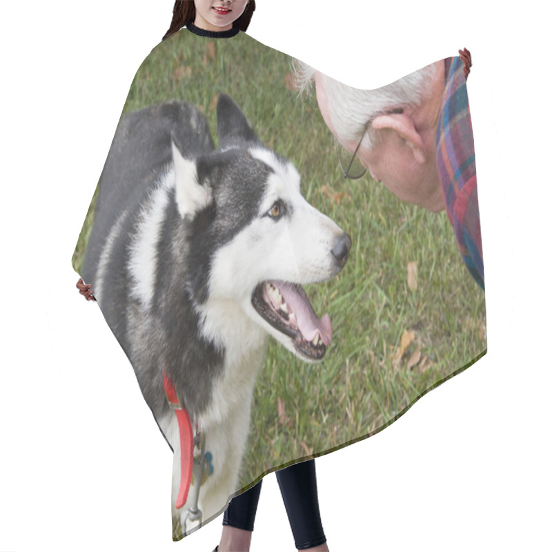 Personality  Old Man And His Dog Hair Cutting Cape