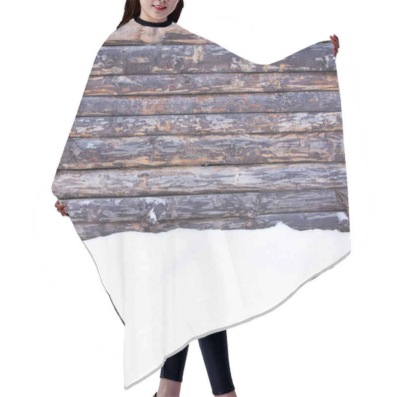 Personality  Old Wood Texture With Snow Christmas Background Hair Cutting Cape