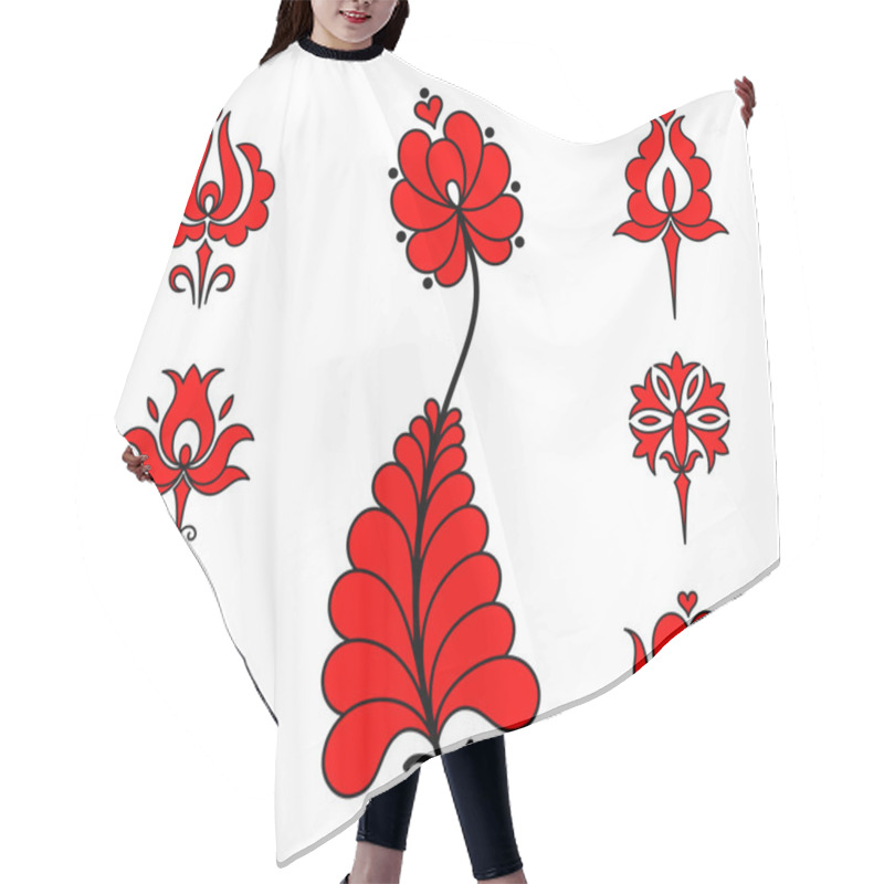 Personality  Traditional Hungarian Embroidery Floral Elements Hair Cutting Cape