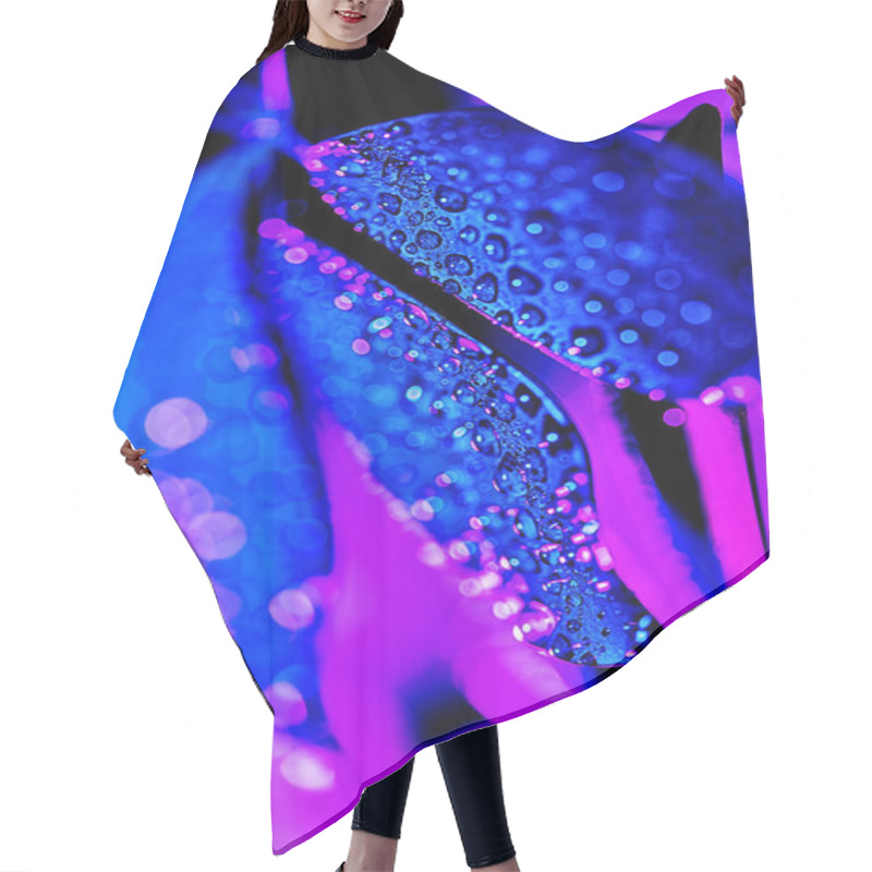 Personality  Botany Texture With Blue Schefflera Leaf With Purple Drops Hair Cutting Cape