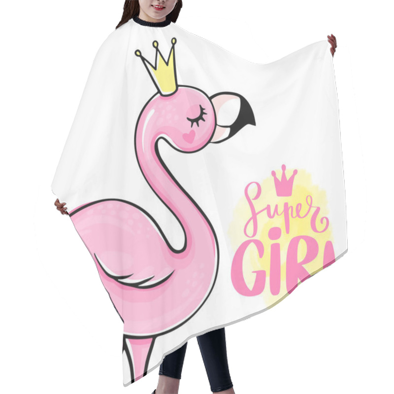 Personality  Vector Summer Card With Pink Princess Flamingo. Trendy Illustration. Hair Cutting Cape