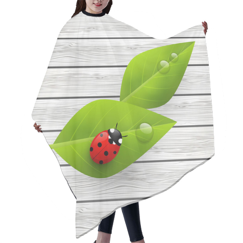 Personality  Wooden Backgound With Green Leaves Hair Cutting Cape