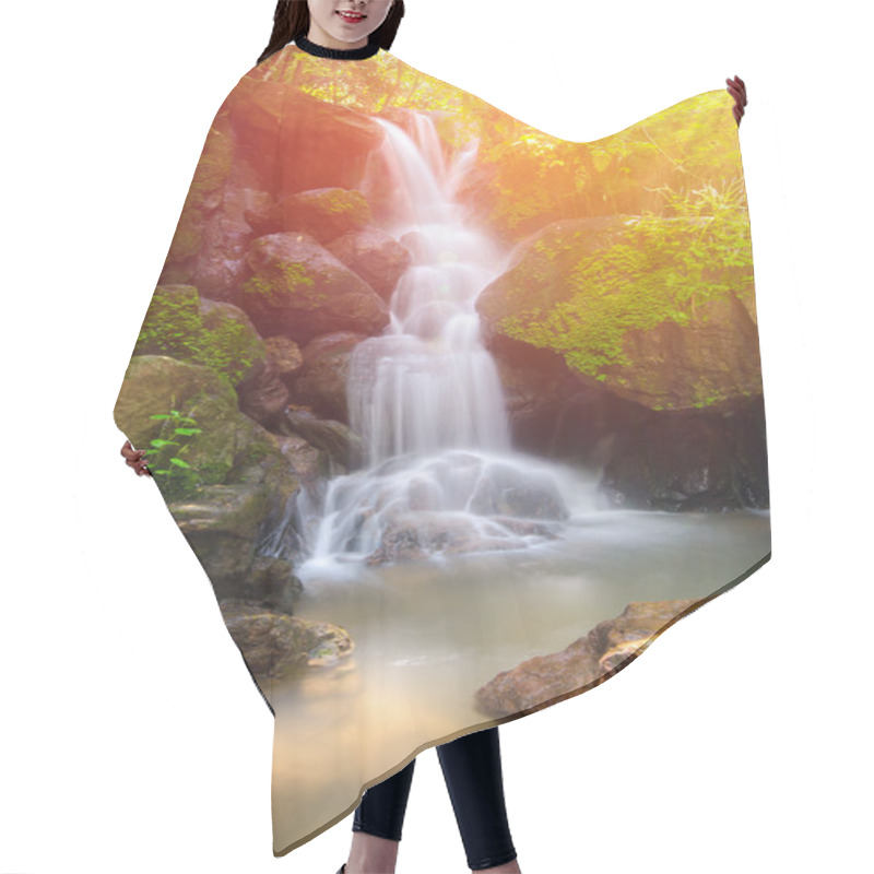 Personality  Beautiful Deep Forest Waterfall In Nakornnayok, Thailand Hair Cutting Cape