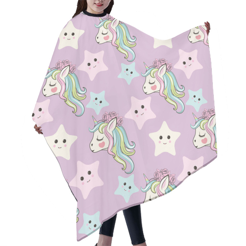 Personality  Purple Unicorn With Star Pattern Vector Hair Cutting Cape