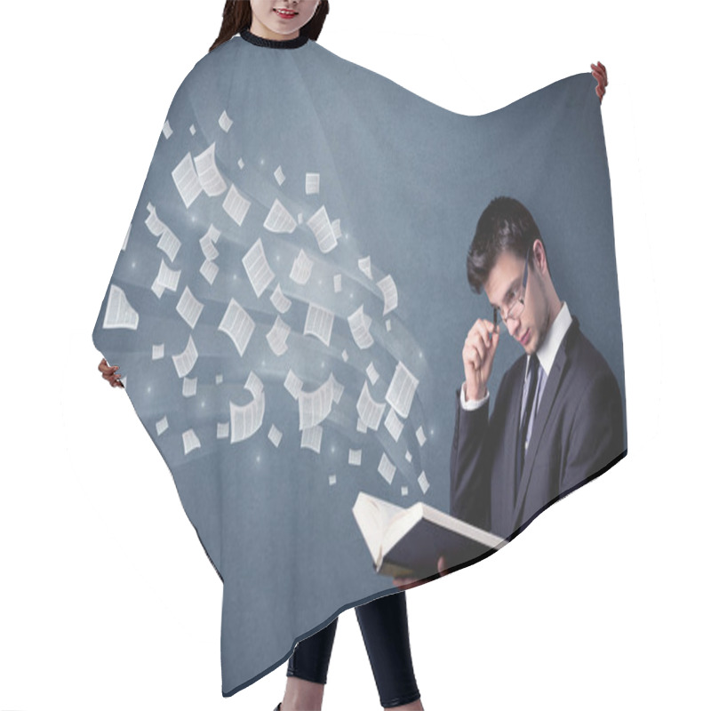 Personality  Young Man Holding Book  Hair Cutting Cape