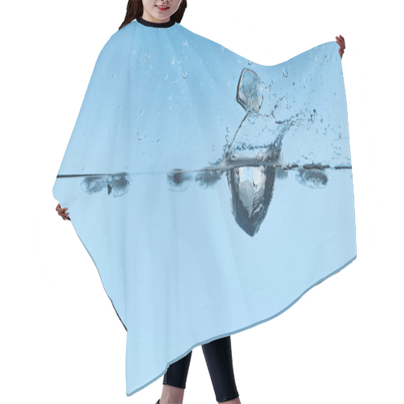 Personality  Transparent Water With Falling Ice Cubes And Splash On Blue Background Hair Cutting Cape