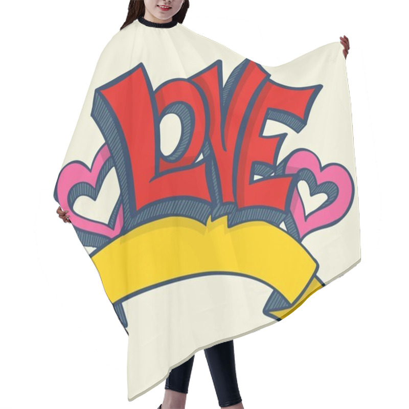 Personality  Love With Hearts Drawn  Hair Cutting Cape