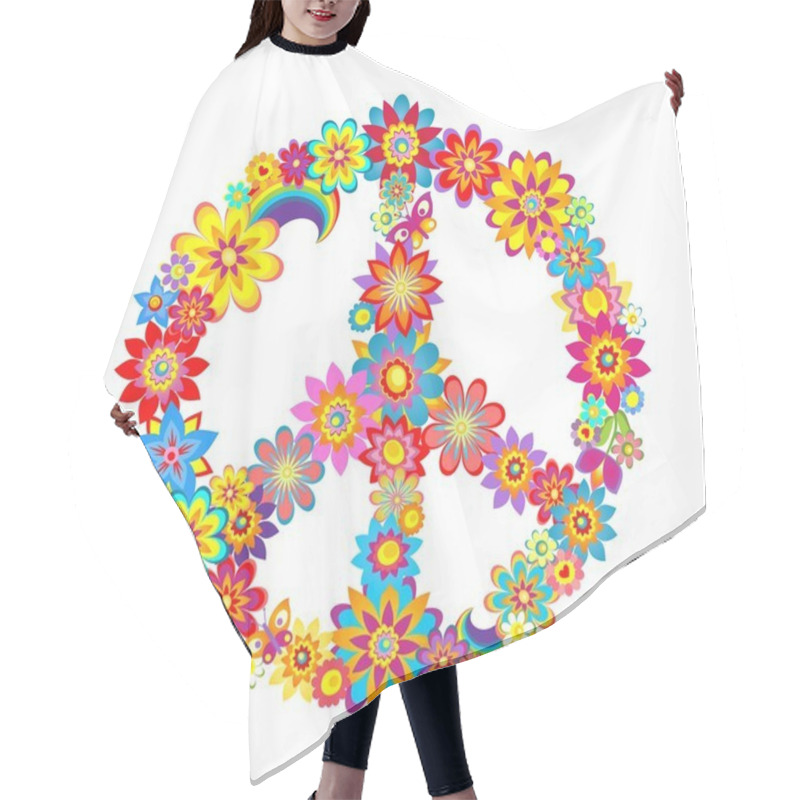 Personality  Peace Flower Symbol Hair Cutting Cape