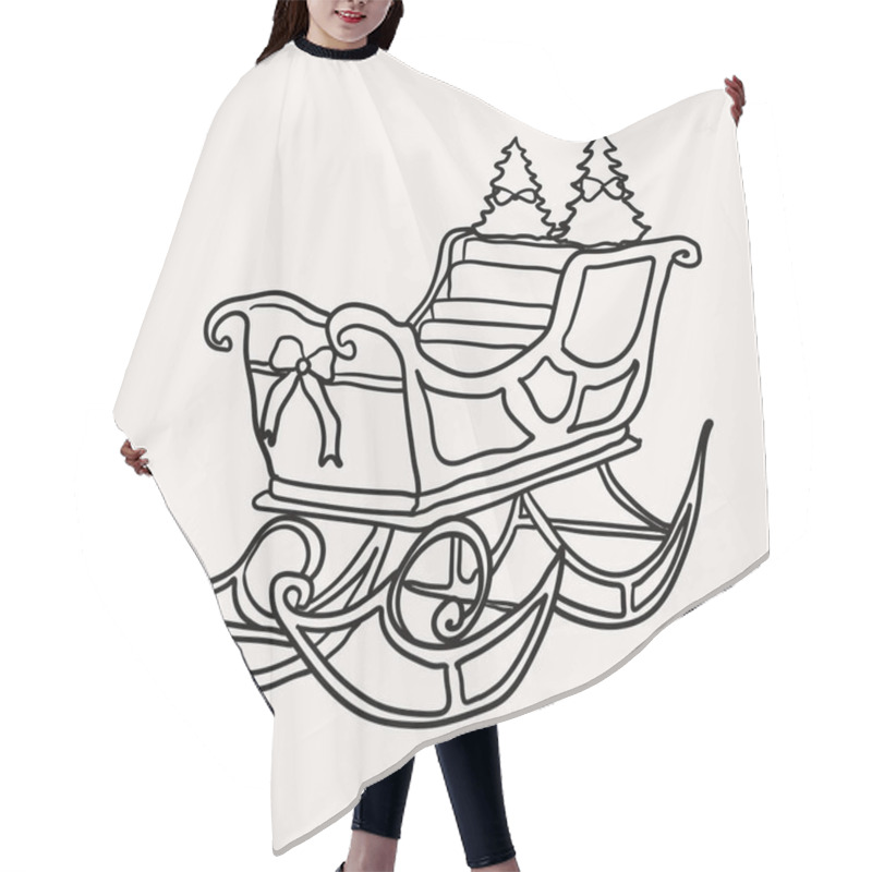 Personality  Sleigh, Christmas Decorations. Christmas Hand Drawn Whimsical Line Art Icons 2. Xmas Clipart, Vector Illustrations, Hand Sketched Doodle Icons, Quirky Style Drawing Hair Cutting Cape