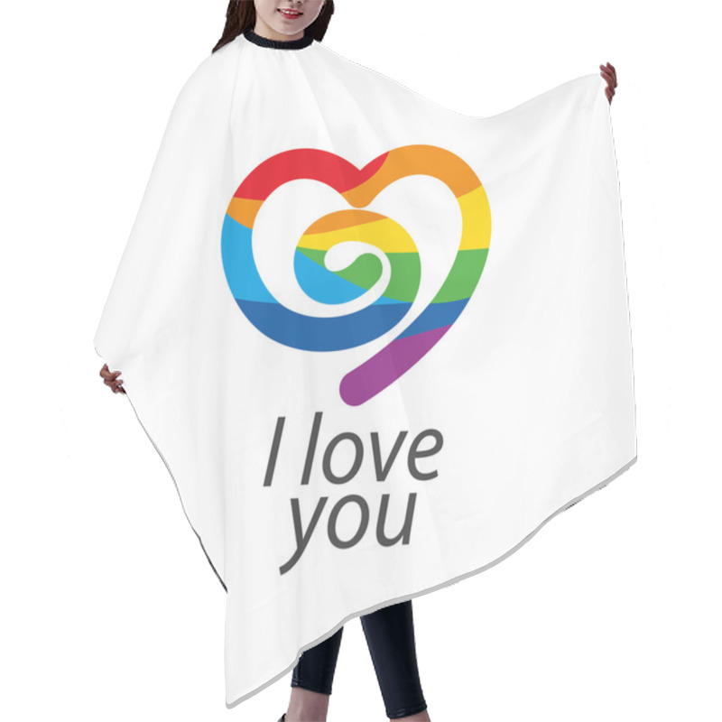 Personality  Logo Heart And Rainbow Hair Cutting Cape