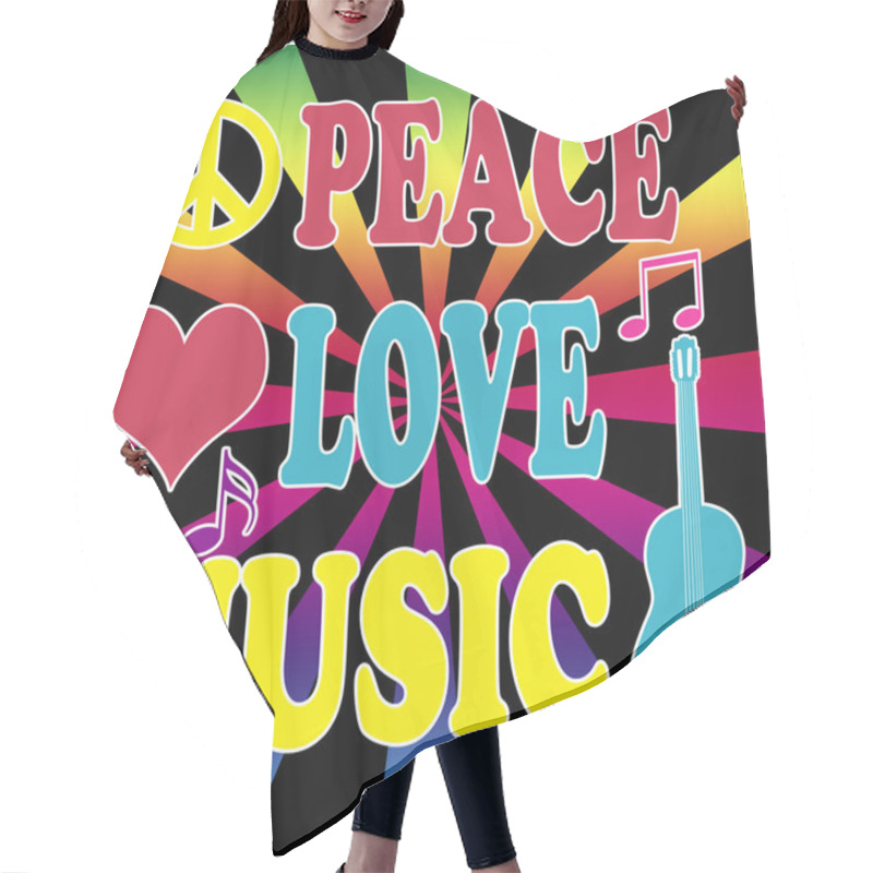 Personality  Peace, Love, Music Hair Cutting Cape