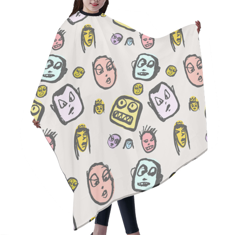 Personality  Doodles Faces Pattern Hair Cutting Cape