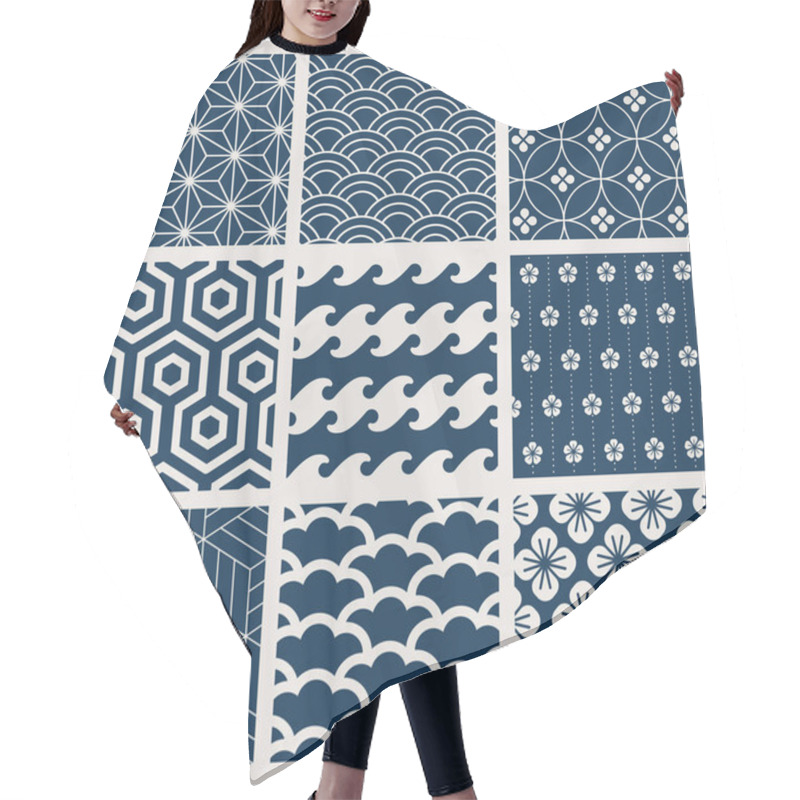 Personality  Japanese-inspired Pattern Vector Set Hair Cutting Cape