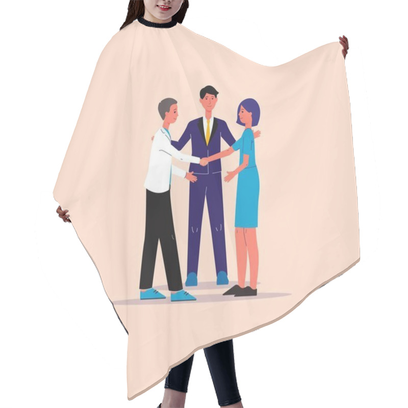 Personality  Mediator Finds Compromise In Conflict Situation, Flat Vector Illustration . Hair Cutting Cape