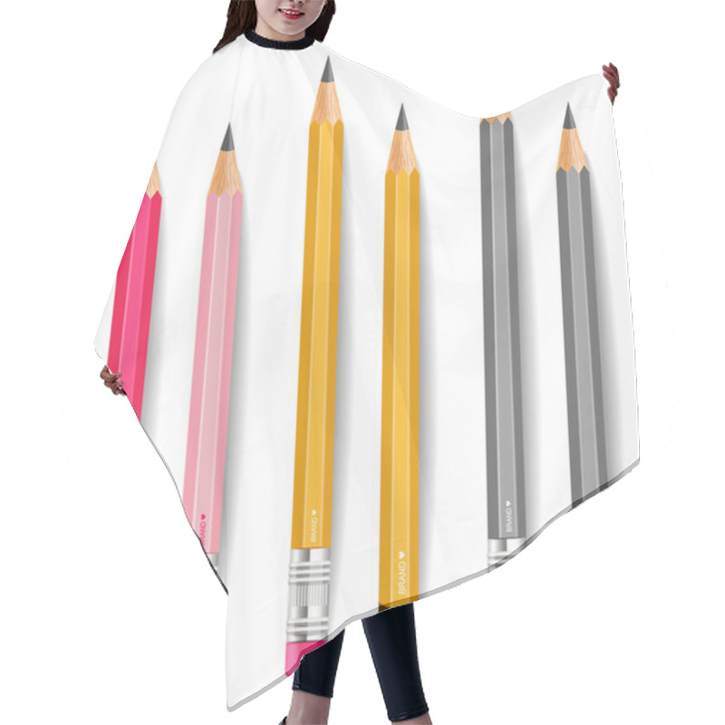 Personality  Pencils Vector Realistic. Writting Or Drawing Tools Isolated On White Background. 3d Detailed Illustrations Hair Cutting Cape