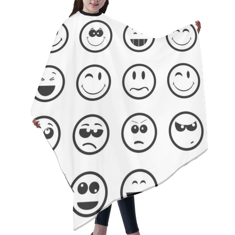 Personality  Smiley Faces On White Background Hair Cutting Cape