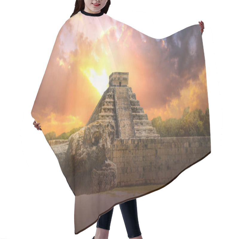 Personality  Mexico, Chichen Itza, Yucatn. Mayan Pyramid Of Kukulcan El Castillo At Sunset Hair Cutting Cape