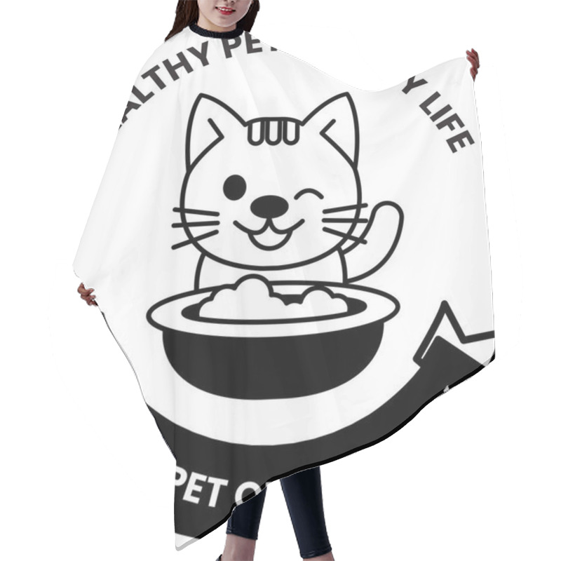 Personality  A Cat Is Eating From A Bowl With The Words In The Style Of Sign Illustrations Hair Cutting Cape