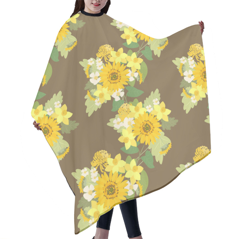 Personality  Sunflowers, Narcissuses, Strawberries Flowers Hair Cutting Cape