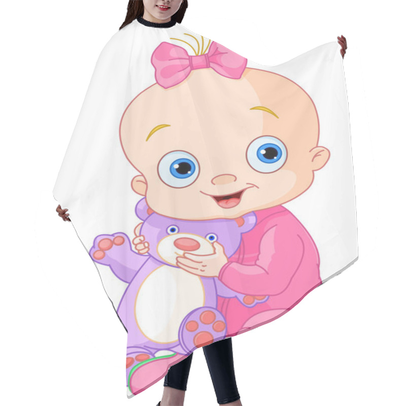 Personality  Cute Baby Girl With Teddy Bear Hair Cutting Cape