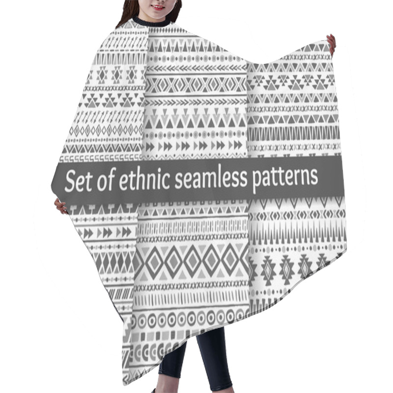 Personality  Set Of Six Ethnic Seamless Patterns. Hair Cutting Cape