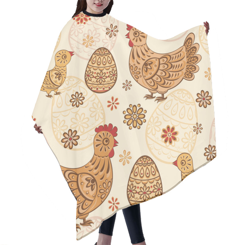 Personality  Seamless Pattern With Folk Chicks And Eggs Hair Cutting Cape