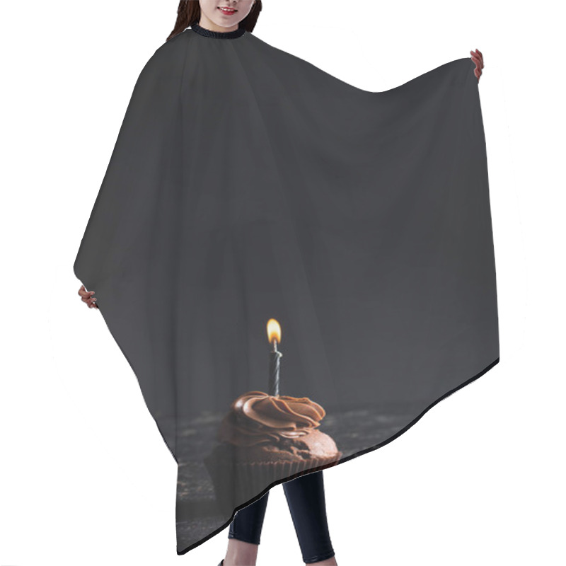 Personality  Chocolate Cupcake With Candle Hair Cutting Cape