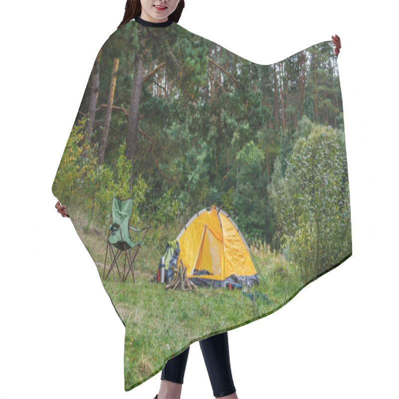 Personality  Camping With Tent In Forest Hair Cutting Cape